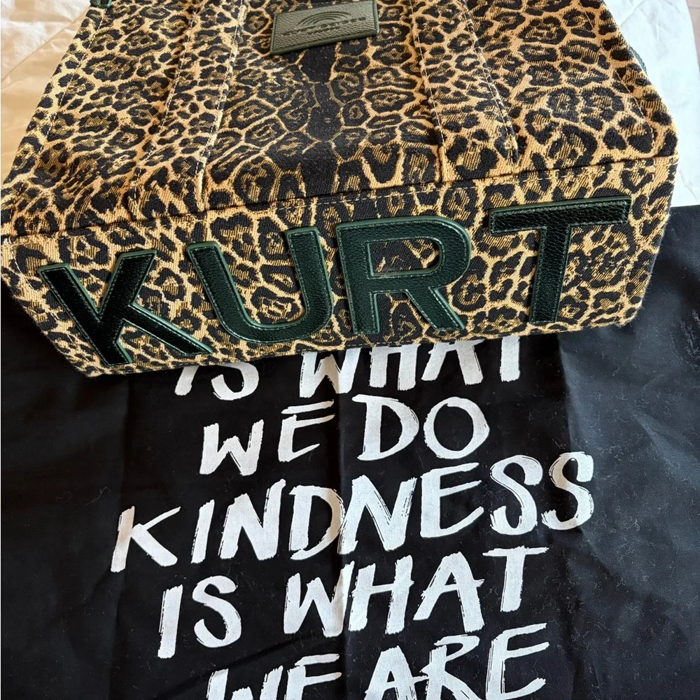 Kurt Geiger SouthBank Animal Print Tote with Metallic Green Accents - Picture 3 of 9